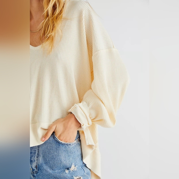 Free People Tops - NWT Free People We The Free Buttercup Thermal In Ivory, Size XS 🌙